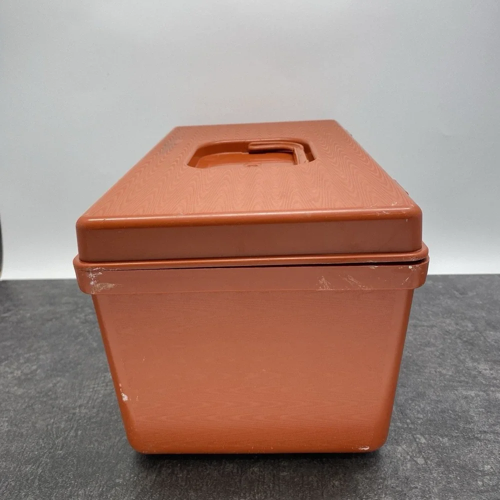 Vintage Wilson Wil-Hold 70's Era Orange Plastic Sewing Box Storage Container USA